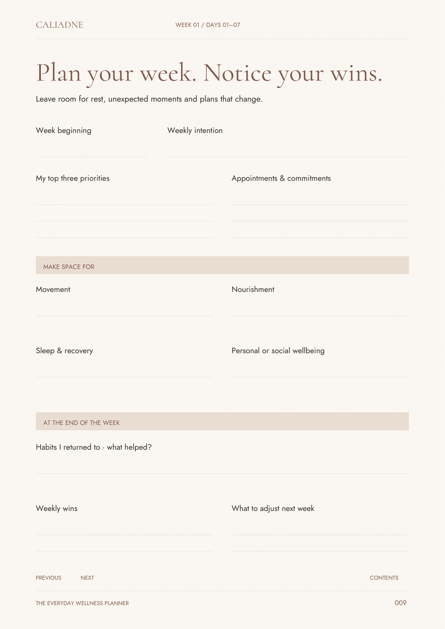 The Everyday Wellness Planner — sample page 3