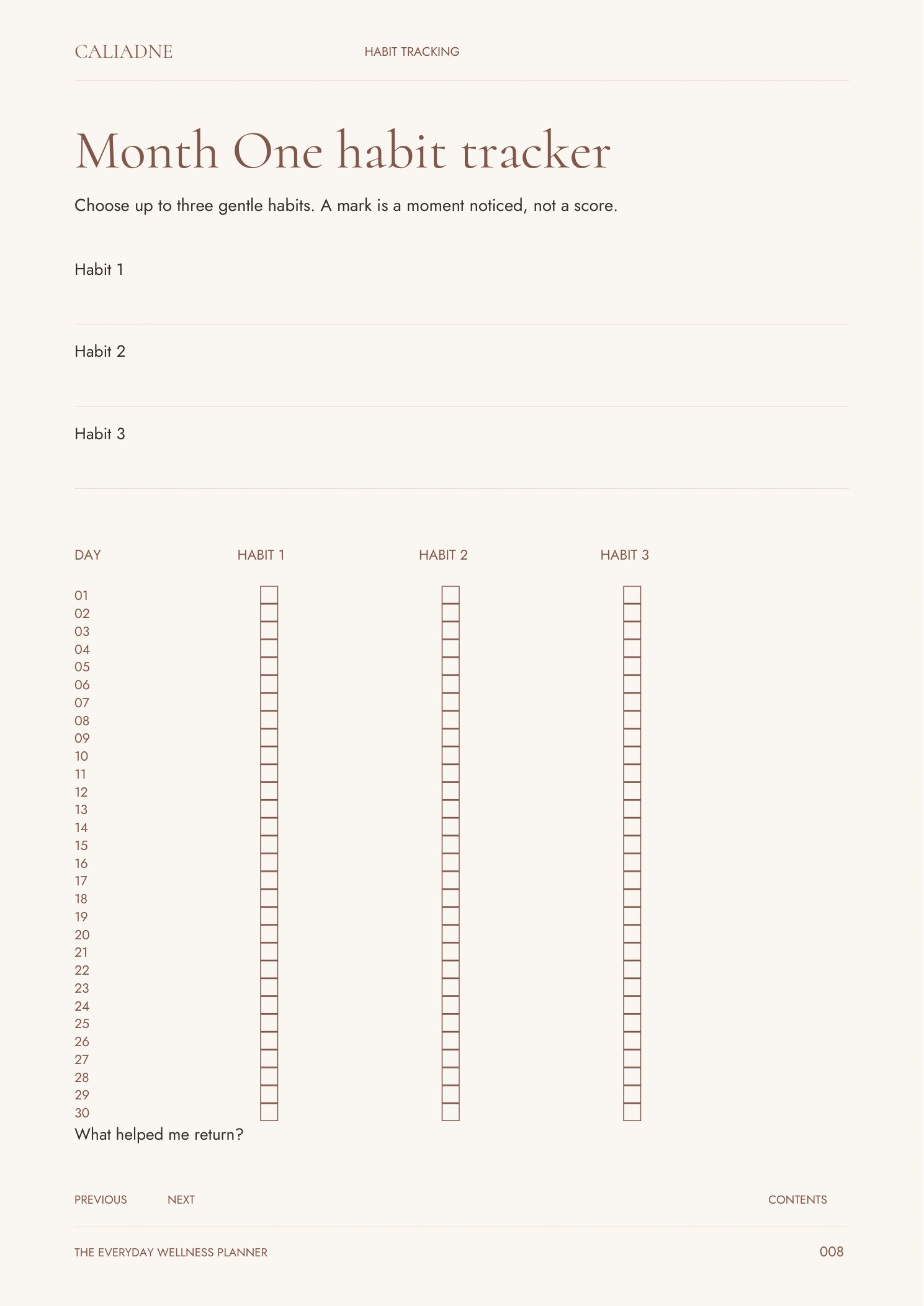 The Everyday Wellness Planner — sample page 4