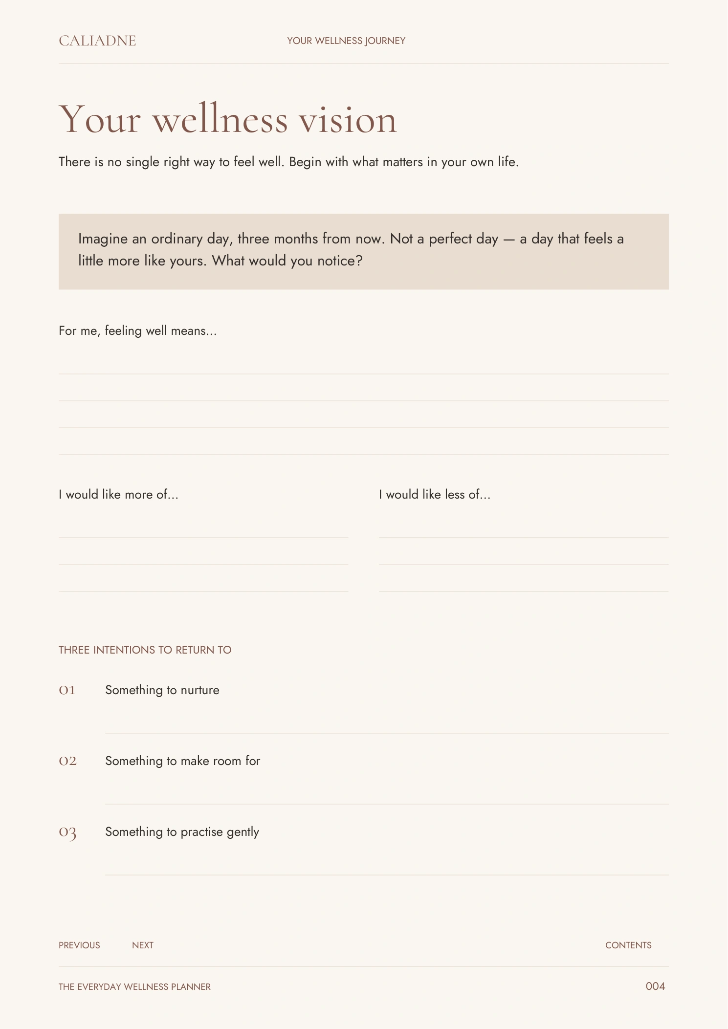 The Everyday Wellness Planner — sample page 1